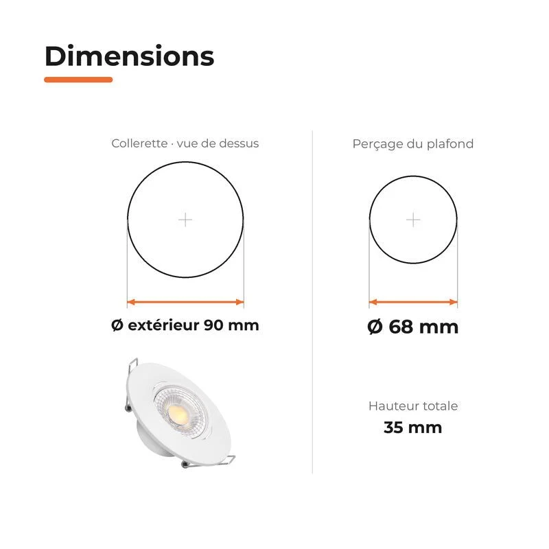 Spot Encastrable Extra Plat 4W CCT Blanc ø90mm - 3000K/4000K/6500K