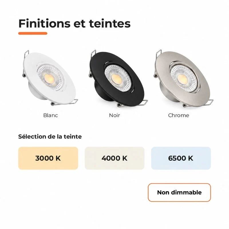 Spot Encastrable Extra Plat 4W CCT Blanc ø90mm - 3000K/4000K/6500K