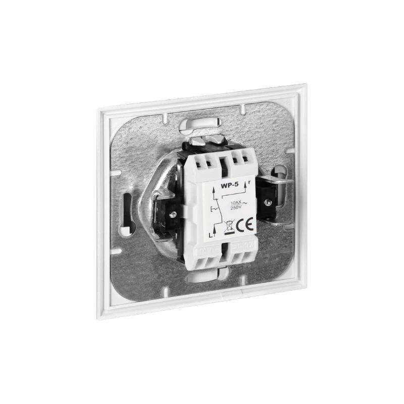 Interrupteur Mural Va-et-Vient Classique Encastré 10A + Plaque de Finition Simple - Blanc