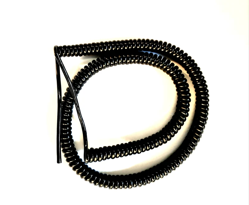 3 Core 0.5sqmm Coiled Black PUR Power / Data Cable