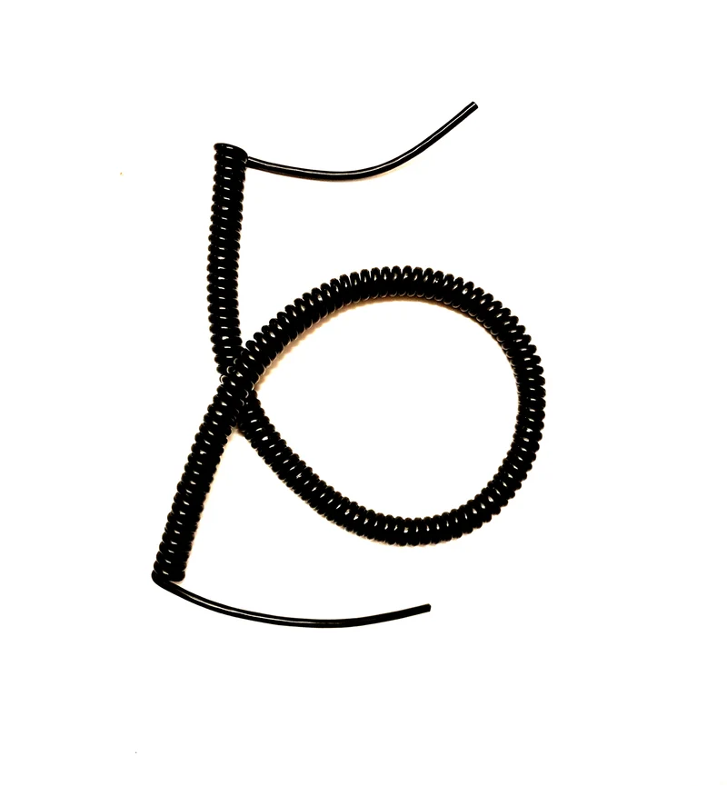 2 Core 0.5sqmm Coiled Black PUR Power / Data Cable