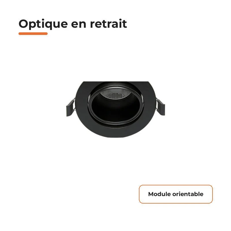 Spot Encastrable Orientable Anti-Éblouissement 8W ø105mm Dimmable CCT Noir - 3000K/4000K/5700K