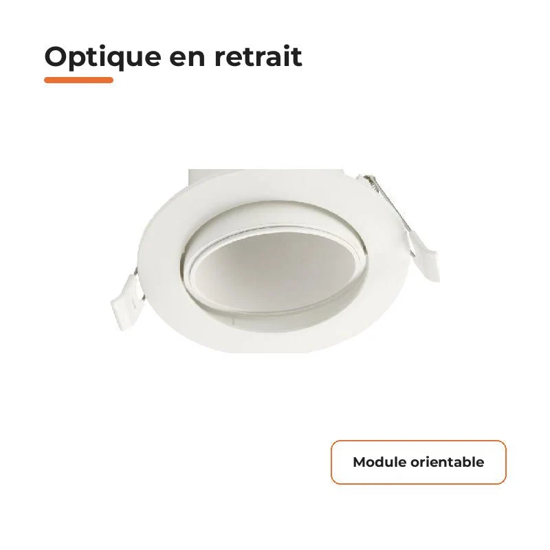 Spot Encastrable Orientable Anti-Éblouissement 8W ø105mm Dimmable CCT Blanc - 3000K/4000K/5700K