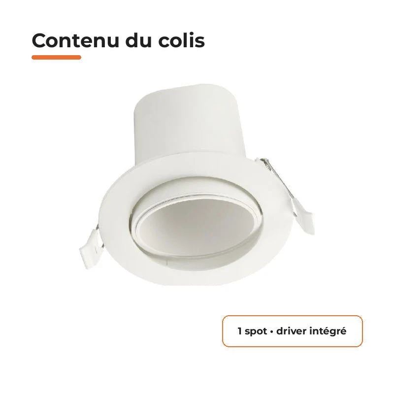 Spot Encastrable Orientable Anti-Éblouissement 8W ø105mm Dimmable CCT Blanc - 3000K/4000K/5700K