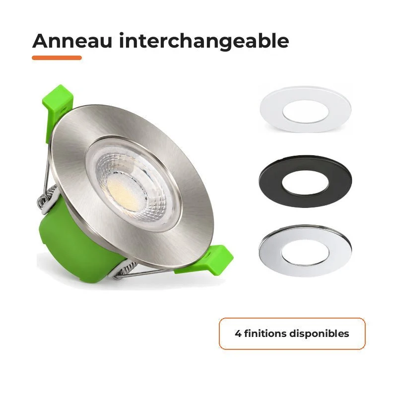Spot Encastrable Coupe-Feu 6W ø86mm Dimmable CCT IP65 Nickel Satiné - 3000K/4000K/6500K