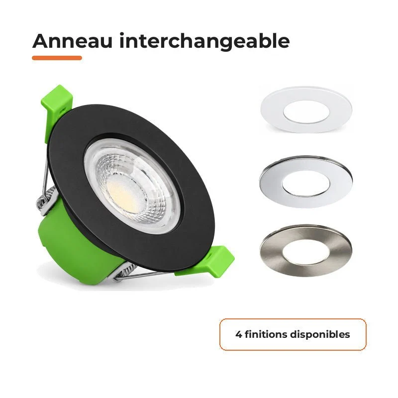 Spot Encastrable Coupe-Feu 6W ø86mm Dimmable CCT IP65 Noir - 3000K/4000K/6500K