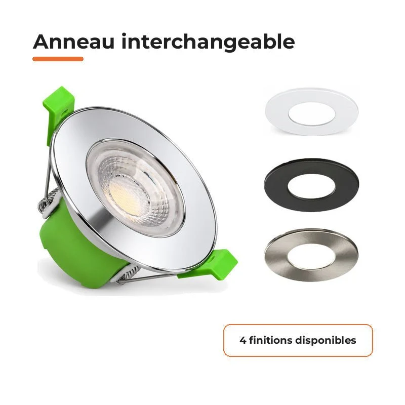 Spot Encastrable Coupe-Feu 6W ø86mm Dimmable CCT IP65 Chrome - 3000K/4000K/6500K
