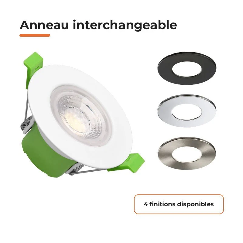 Spot Encastrable Coupe-Feu BBC 6W ø86mm Dimmable CCT IP65 Blanc - 3000K/4000K/6500K