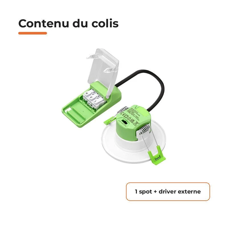 Spot Encastrable Coupe-Feu BBC 6W ø86mm Dimmable CCT IP65 Blanc - 3000K/4000K/6500K