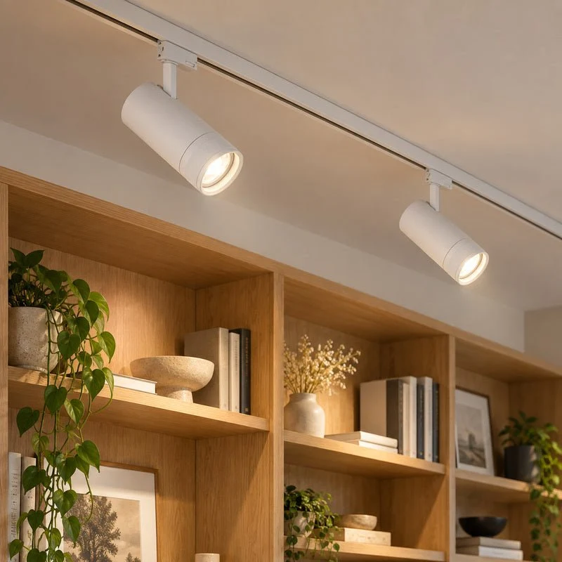 Pack de 10 - Spot LED sur Rail Blanc Angle Ajustable Triphasé 30W 15-60° CCT TRIAC Dimmable