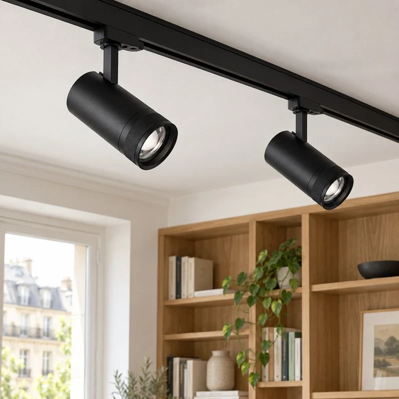 Pack de 10 - Spot LED sur Rail Noir Angle Ajustable Triphasé 30W 15-60° CCT TRIAC Dimmable