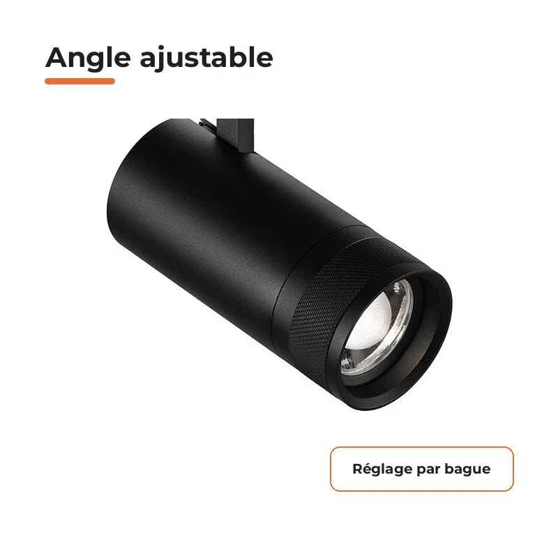 Pack de 10 - Spot LED sur Rail Noir Angle Ajustable Triphasé 30W 15-60° CCT TRIAC Dimmable