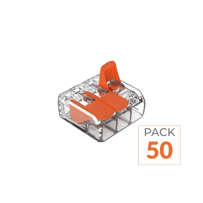 Borne de raccordement à levier 3 entrées - Pack de 50