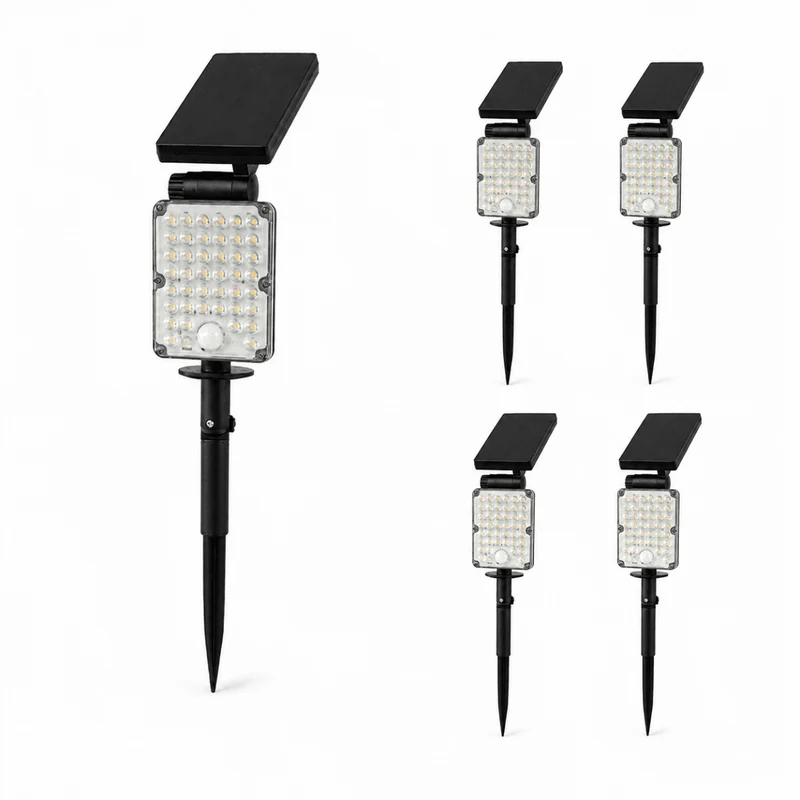 Pack de 4 - Spot LED Extérieur 3-CCT à Piquer IP65 Solaire 8W 1150lm 144lm/W avec Détecteur