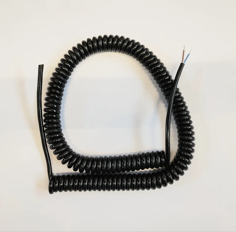 2 Core 1sqmm Black Coiled PUR Power / Data Cable