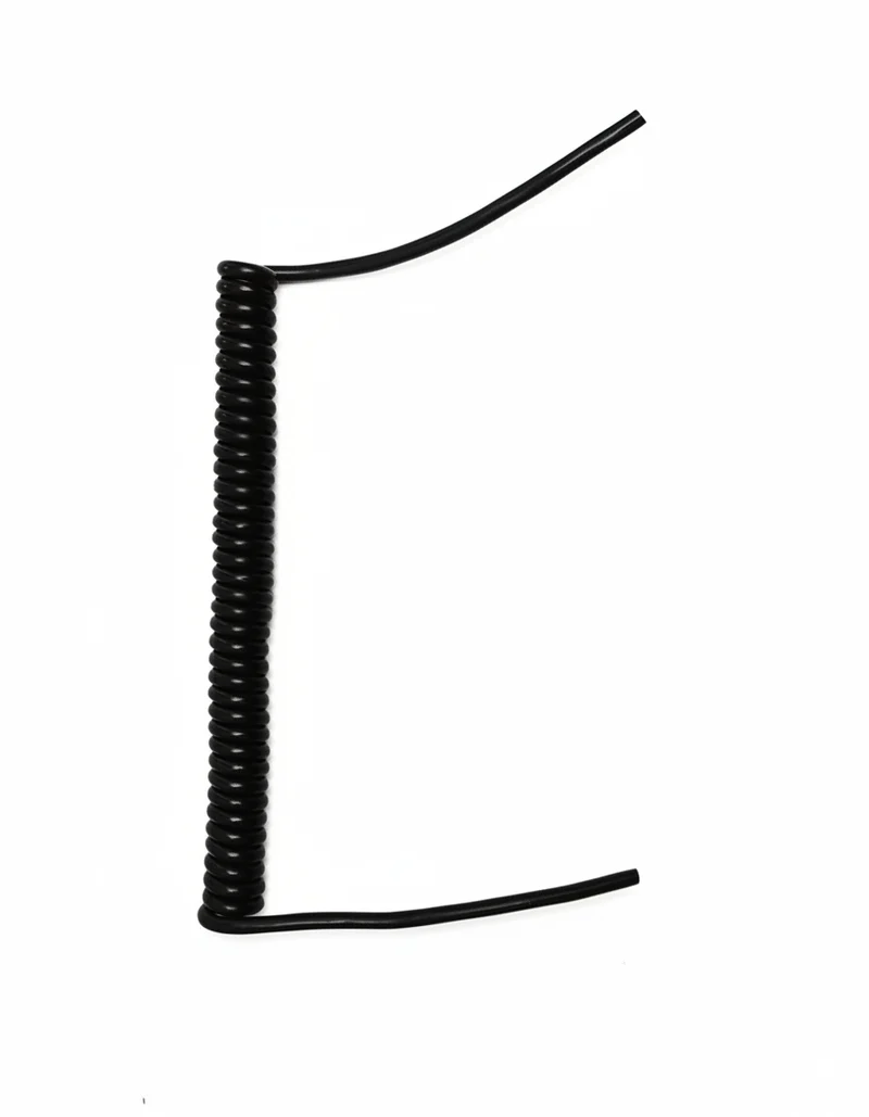 2 Core 1sqmm Black Coiled PUR Power / Data Cable