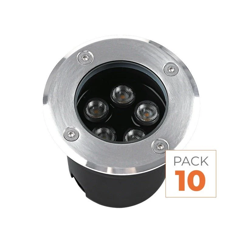 Pack de 10 - Spot Extérieur Encastrable 5W IP67 220V Sol 30° Ø80 mm