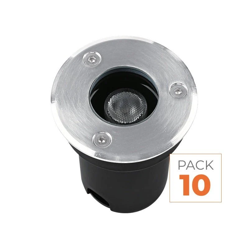 Pack de 10 - Spot Extérieur Encastrable LED IP67 220V Sol 1W 30° Ø64 mm