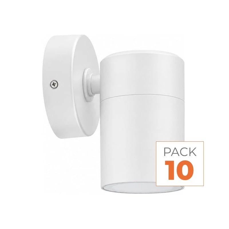 Applique Murale Blanche IP65 pour Ampoule GU10 - Pack de 10