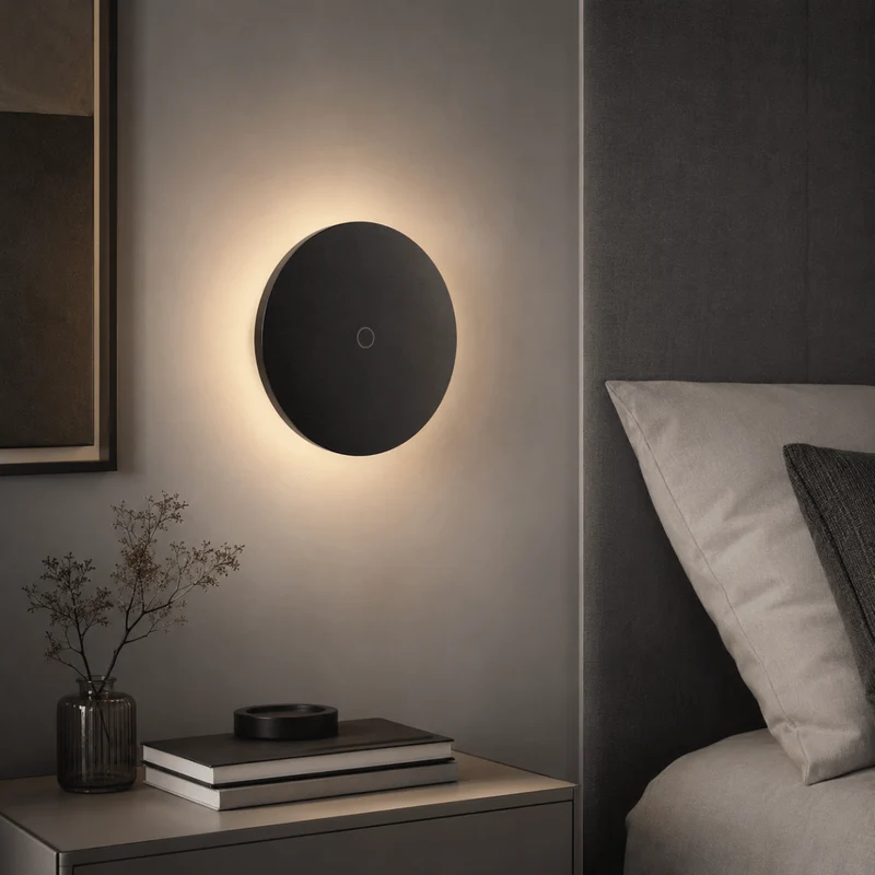 Applique Murale LED 12W CCT Disque Noir IP65