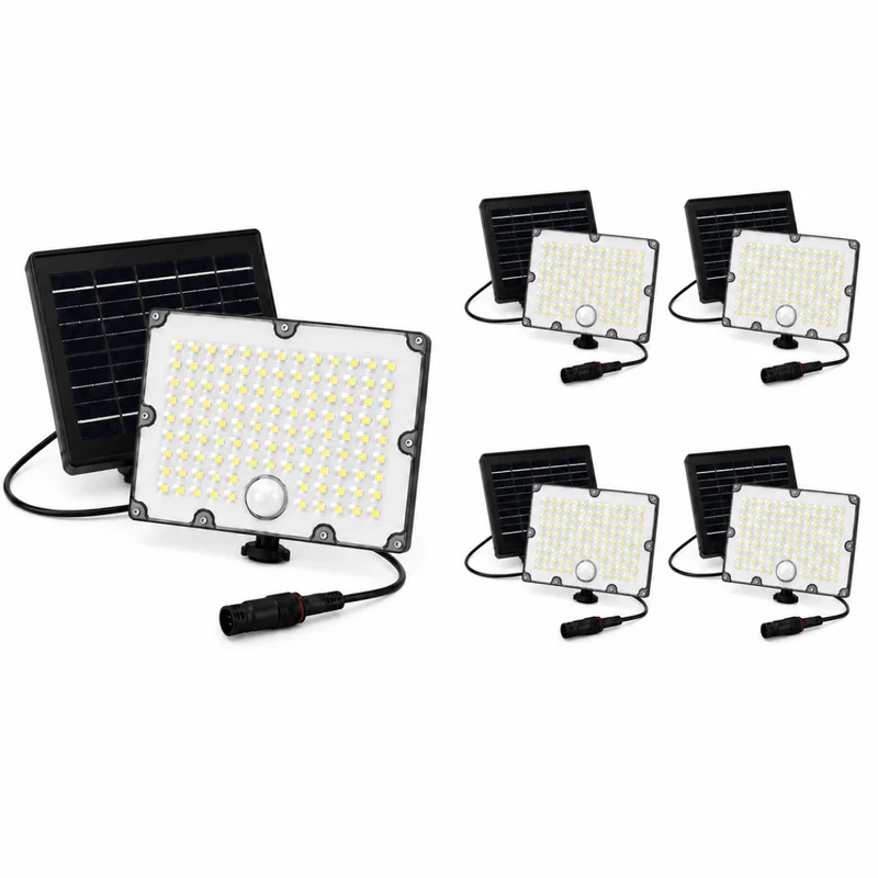 Pack de 4 - Projecteur Led Solaire Extérieur 9W IP65 3-CCT Détecteur de Lumière et de Mouvement