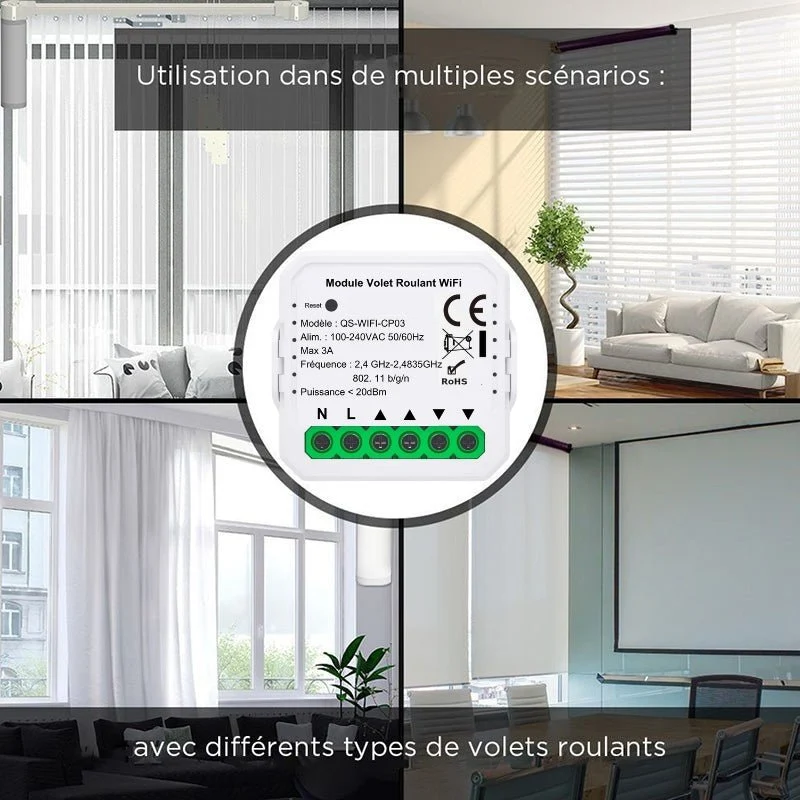 Module Interrupteur Volet Roulant Connecté WiFi - Pack de 5