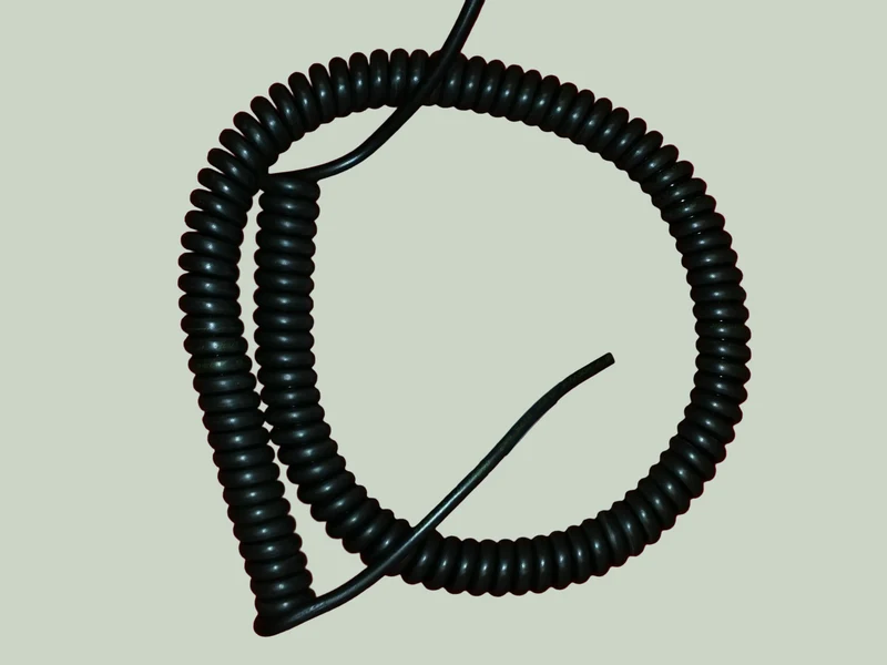 3 Core 1sqmm Coiled Black PUR Cable