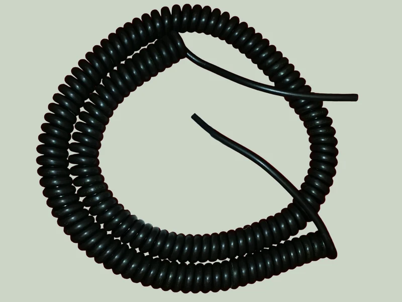 3 Core 1sqmm Coiled Black PUR Cable