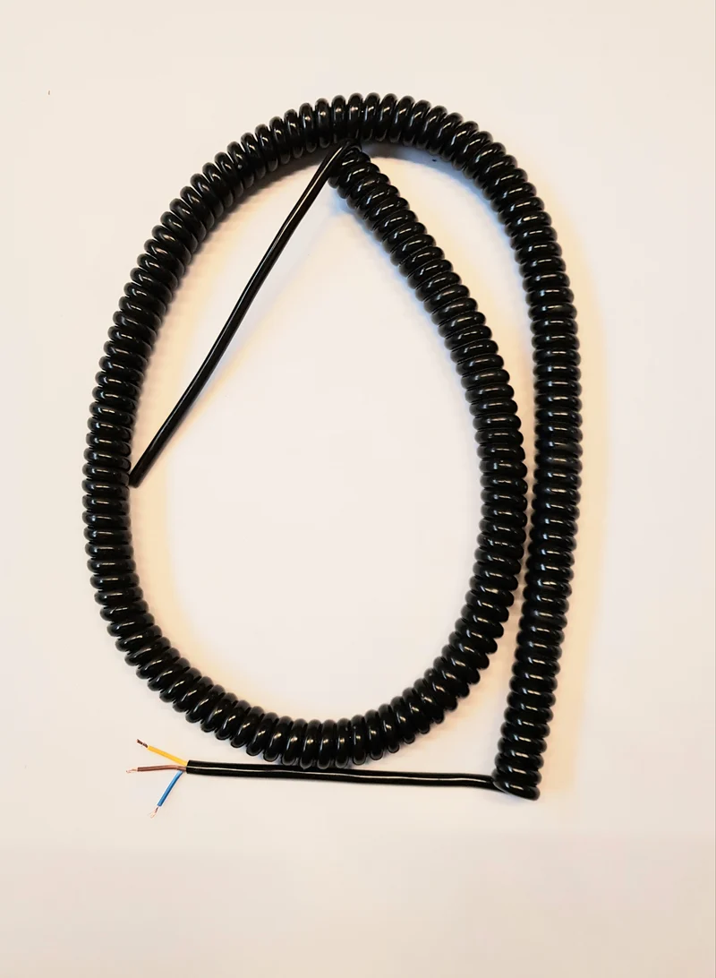3 Core 0.75sqmm Black Coiled LSZH Power Cable