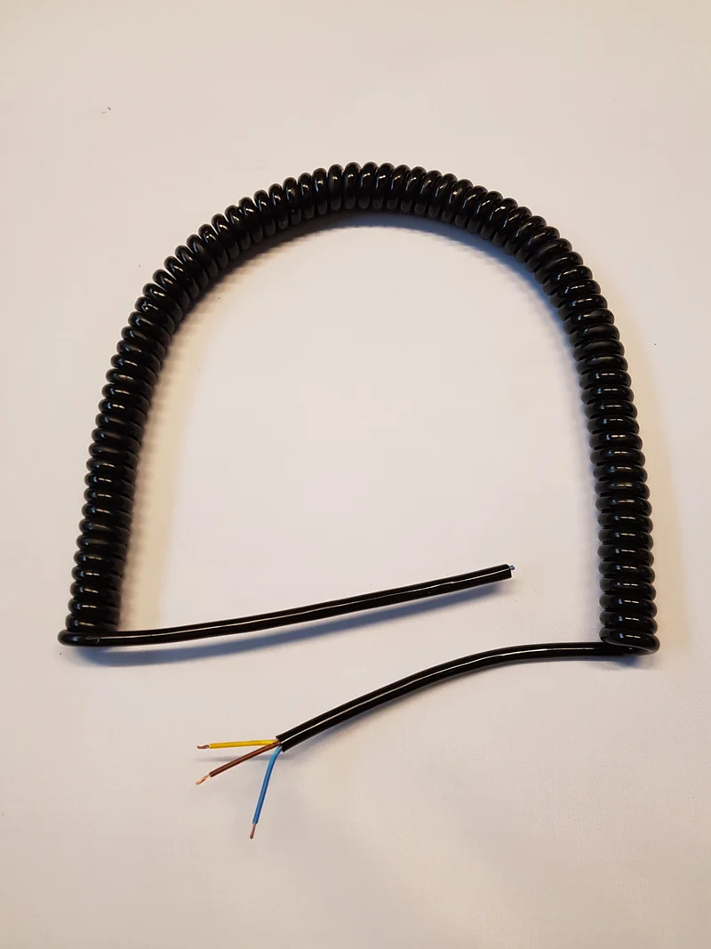 3 Core 0.75sqmm Black Coiled LSZH Power Cable