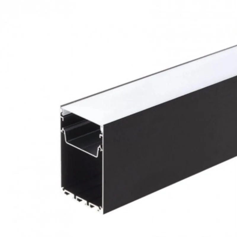 Profilé Aluminium 2m pour Réglette LED Suspendue sur Mesure Corps Noir Diffuseur Blanc