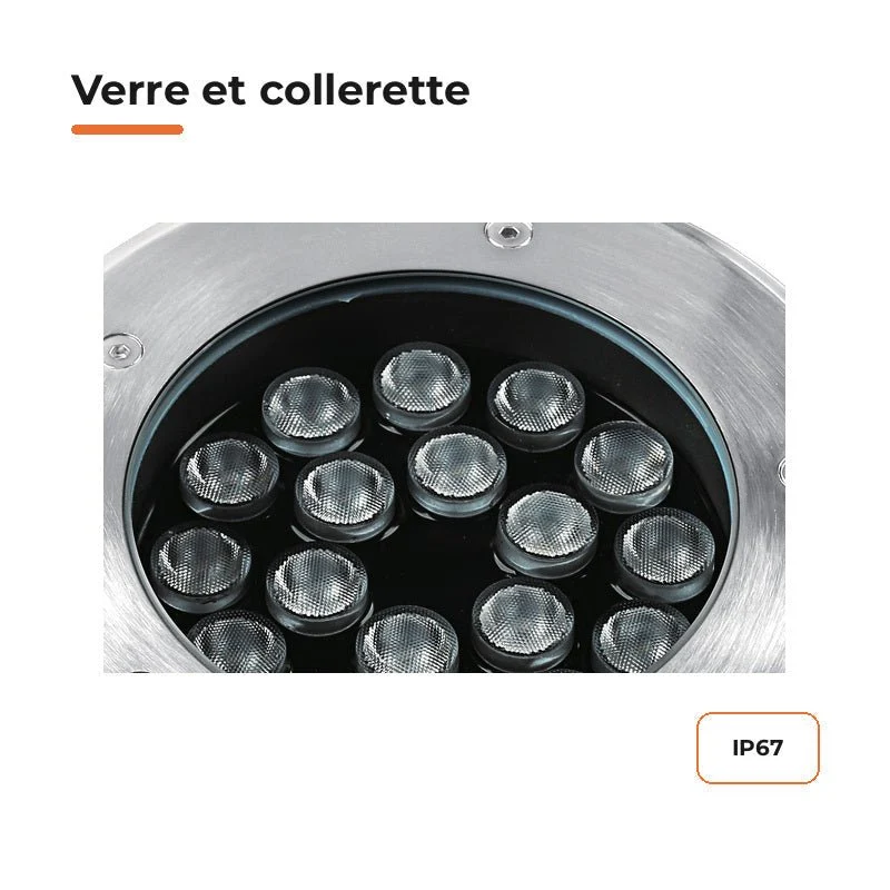 Pack de 10 - Spot Extérieur Encastrable 12W IP67 220V Sol 30° Ø160 mm