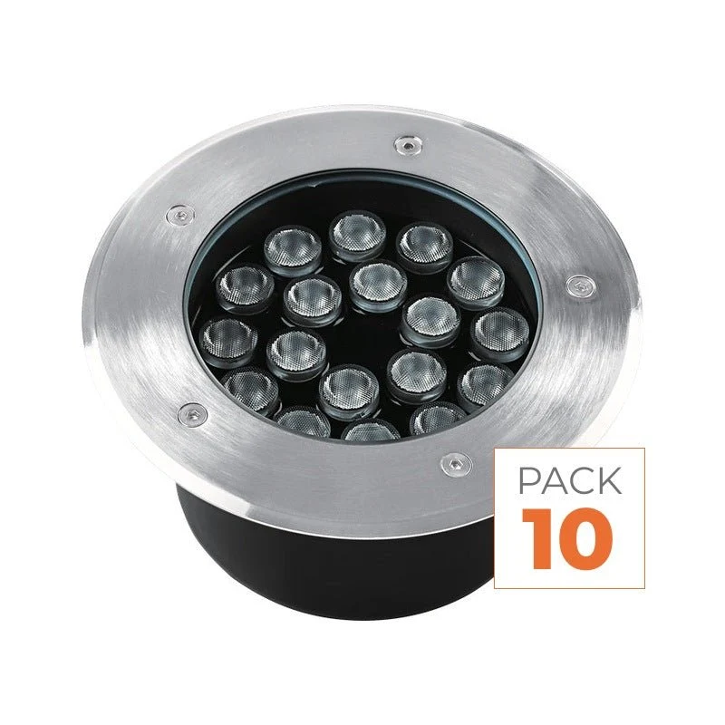 Pack de 10 - Spot Extérieur Encastrable 18W IP67 220V Sol 30° Ø180 mm
