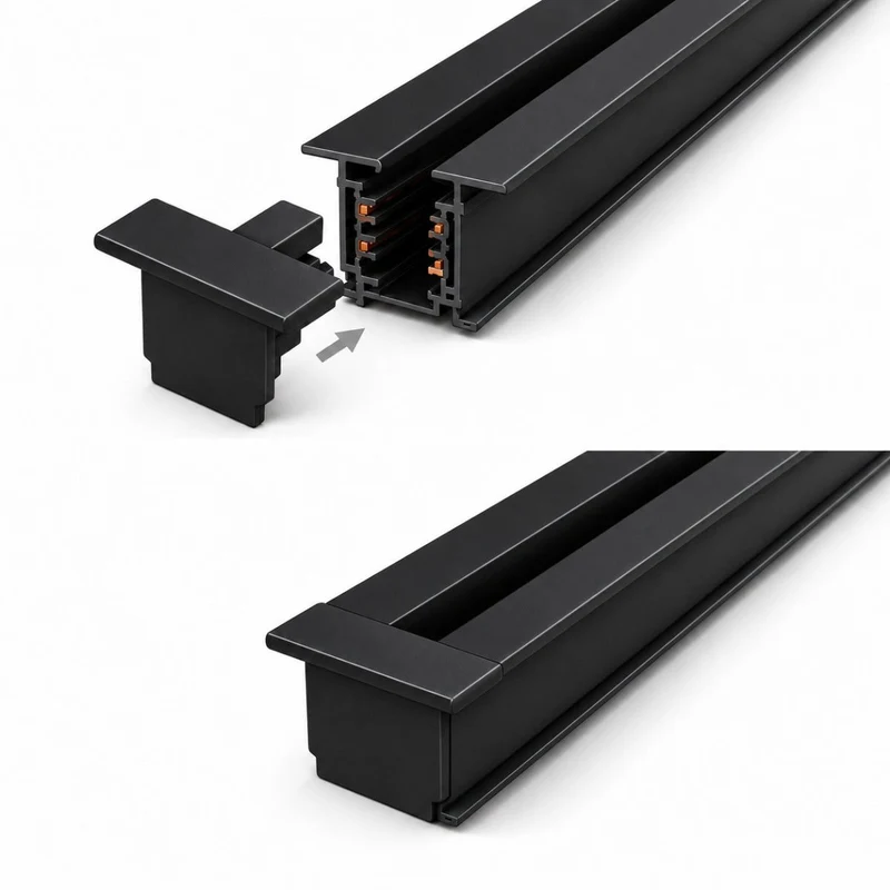 Embout de Fermeture pour Rail Encastrable Triphasé Noir