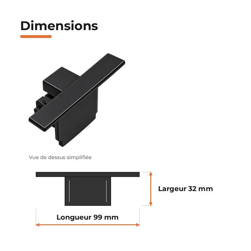 Embout de Fermeture pour Rail Encastrable Triphasé Noir