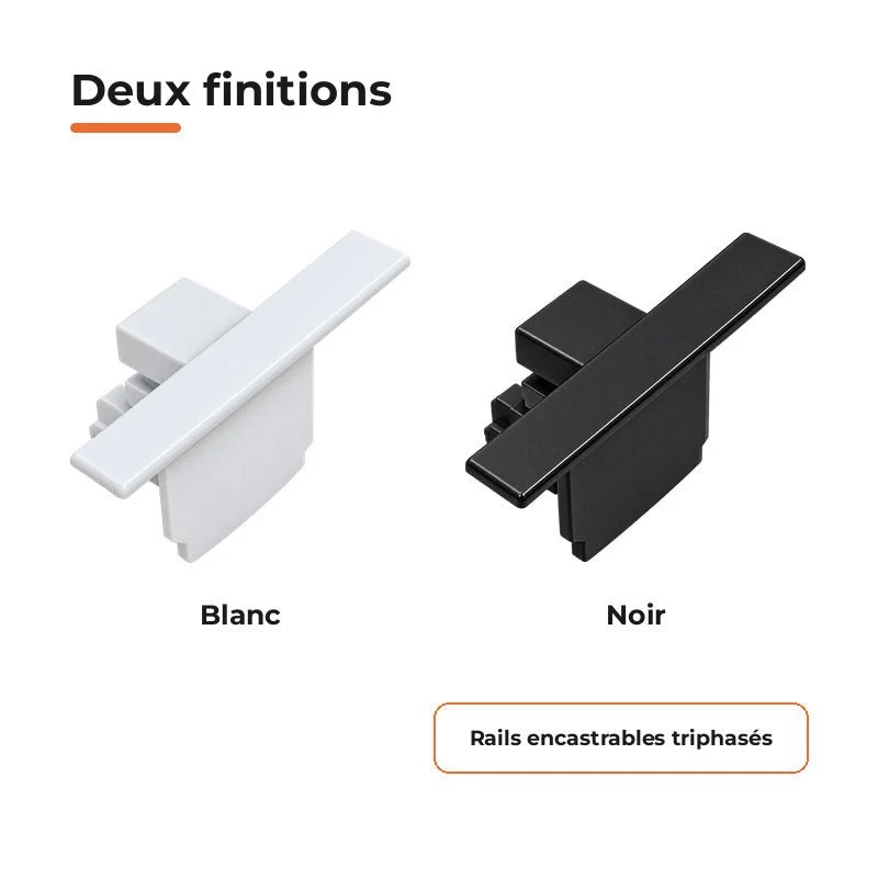 Embout de Fermeture pour Rail Encastrable Triphasé Noir