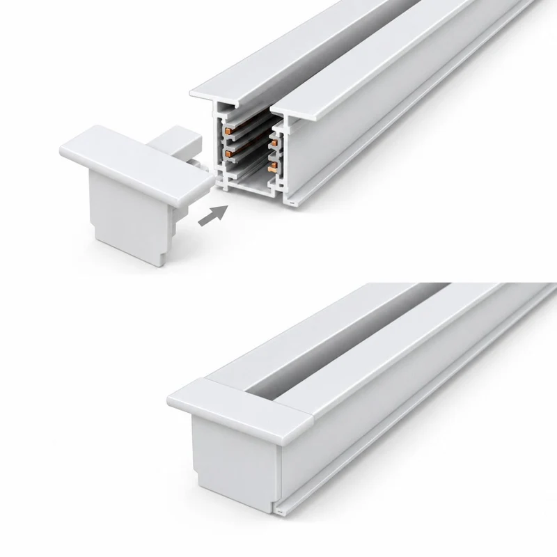 Embout de Fermeture pour Rail Encastrable Triphasé Blanc