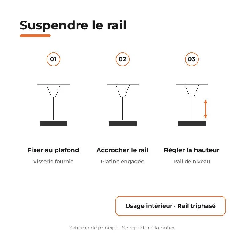 Kit de suspension Noir pour Rail Triphasé