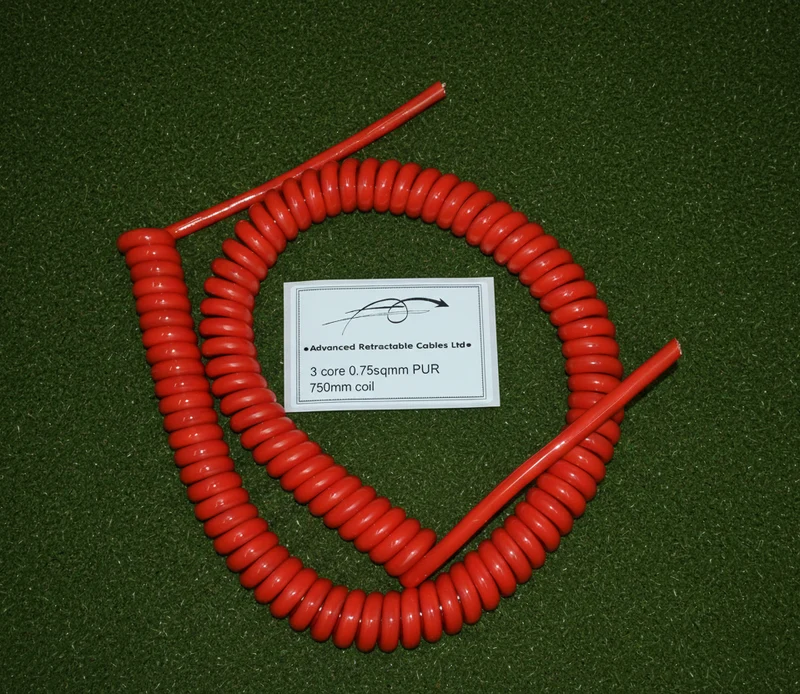 3 Core 0.75sqmm Coiled Orange PUR Power Cable