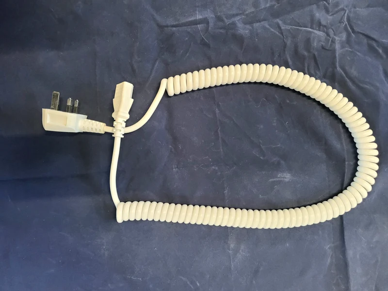 600mm PVC Coiled Kettle Lead UK Mains Power Plug to IEC C13 (In Orange, White or Black)