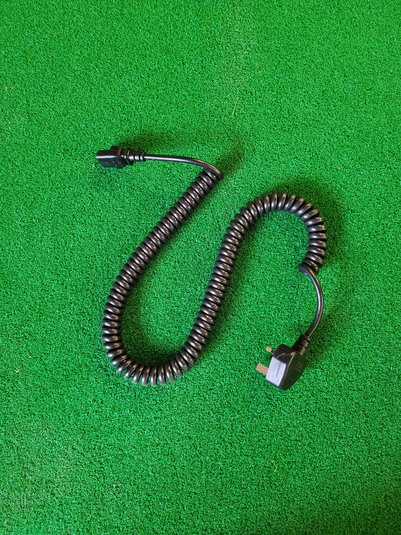 600mm PVC Coiled Kettle Lead UK Mains Power Plug to IEC C13 (In Orange, White or Black)