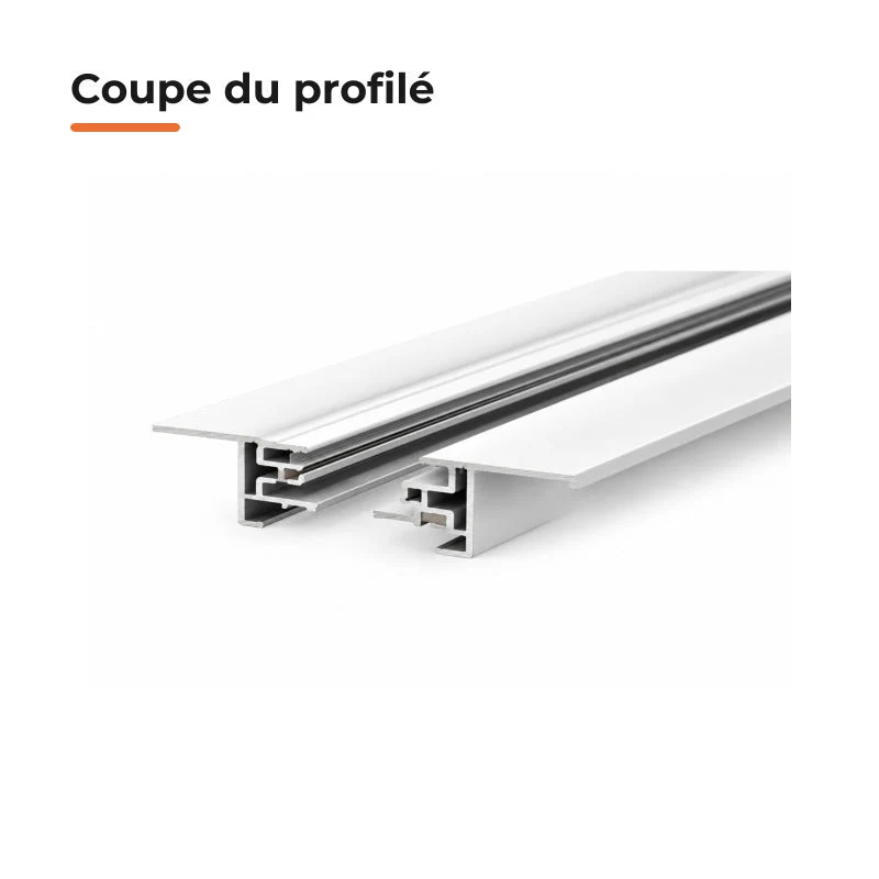 Rail Encastrable Monophasé Plat 2m Blanc
