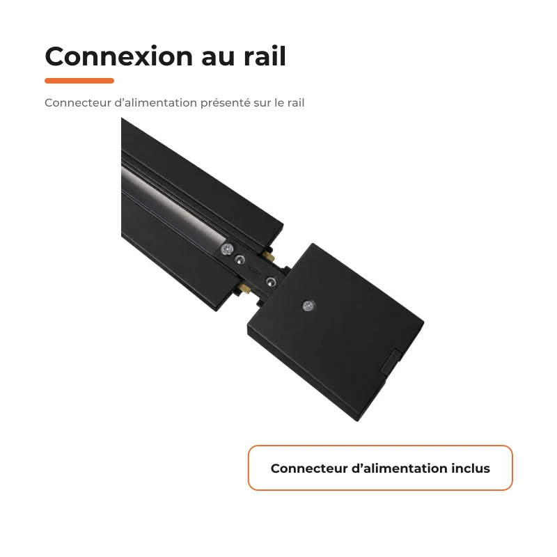 Rail Encastrable Monophasé Plat 2m Noir