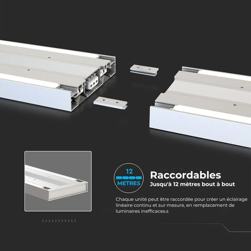 Suspension Linéaire LED 60W Blanc 120cm Dimmable Interconnectable