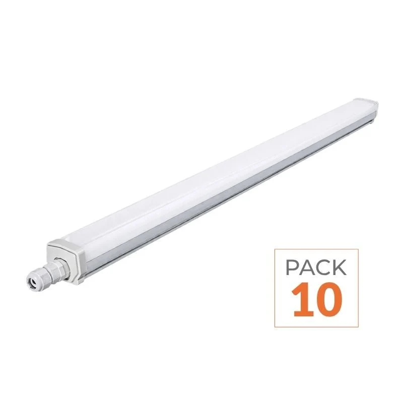 Pack de 10 - Réglette LED étanche 60cm 15W IP66 120lm/w