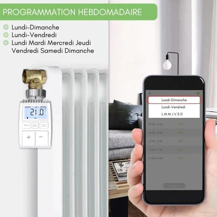 Kit 2 Têtes Thermostatiques Connectées Écran LCD + Passerelle Zigbee Ethernet
