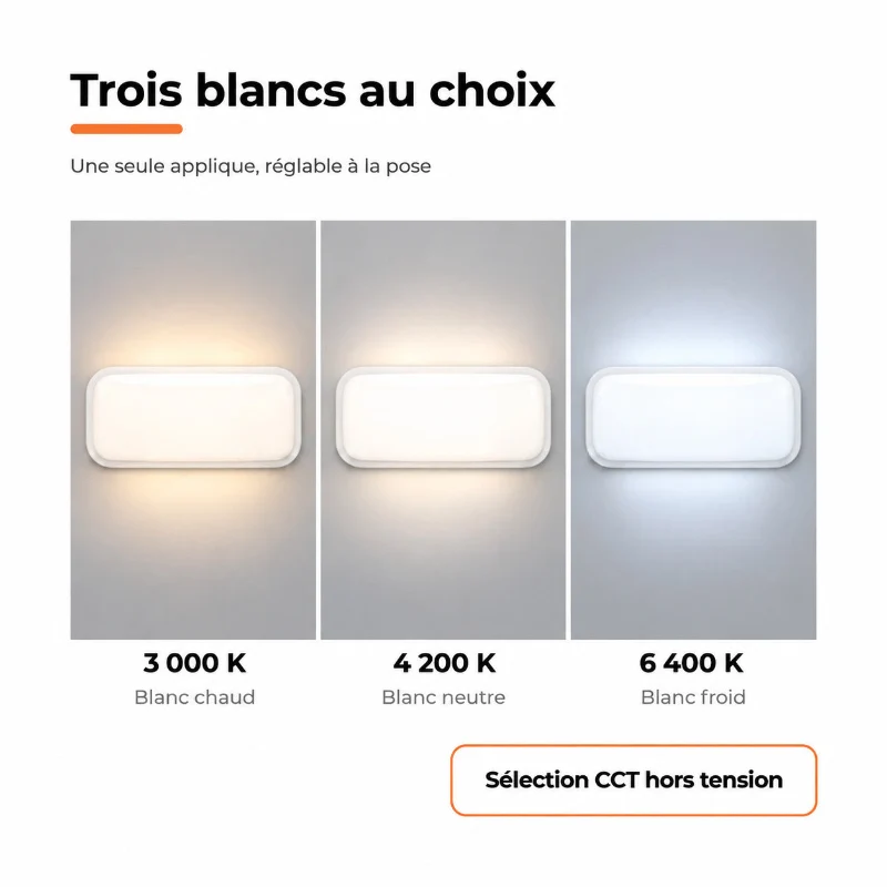 Applique LED Murale 20W Rectangulaire CCT IP65 - 3000K/4200K/6400K