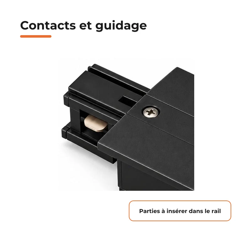Connecteur d'Alimentation pour Rail Encastrable Monophasé Noir