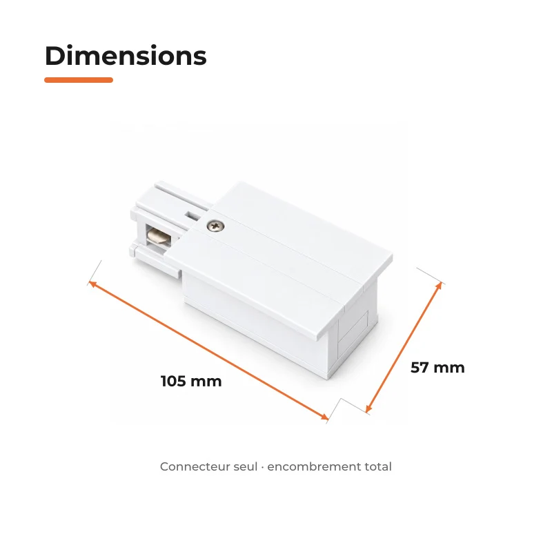 Connecteur d'Alimentation pour Rail Encastrable Monophasé Blanc