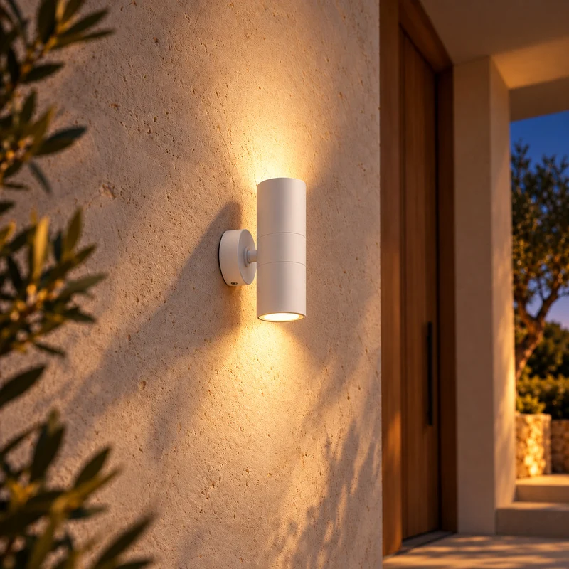 Applique Murale Blanche IP65 Double Faisceau GU10